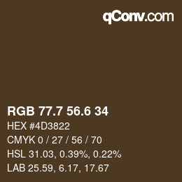 カラーコード: RGB 77.7 56.6 34 | qconv.com