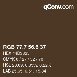 カラーコード: RGB 77.7 56.6 37 | qconv.com