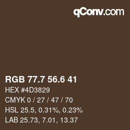 カラーコード: RGB 77.7 56.6 41 | qconv.com