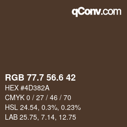 カラーコード: RGB 77.7 56.6 42 | qconv.com