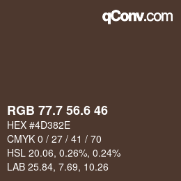 カラーコード: RGB 77.7 56.6 46 | qconv.com