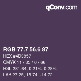 カラーコード: RGB 77.7 56.6 87 | qconv.com