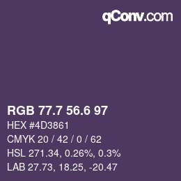 カラーコード: RGB 77.7 56.6 97 | qconv.com