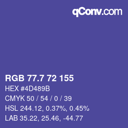 カラーコード: RGB 77.7 72 155 | qconv.com