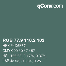 Color code: RGB 77.9 110.2 103 | qconv.com