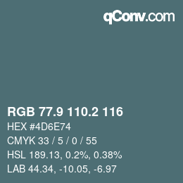 Color code: RGB 77.9 110.2 116 | qconv.com