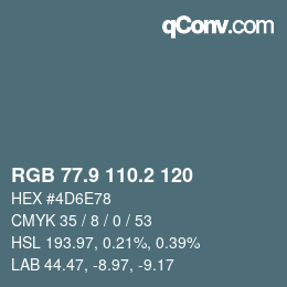 Code couleur: RGB 77.9 110.2 120 | qconv.com