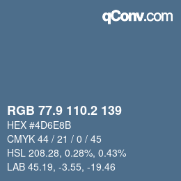 Color code: RGB 77.9 110.2 139 | qconv.com