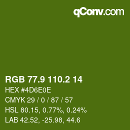 カラーコード: RGB 77.9 110.2 14 | qconv.com