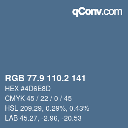 カラーコード: RGB 77.9 110.2 141 | qconv.com