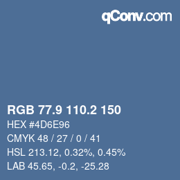 Color code: RGB 77.9 110.2 150 | qconv.com