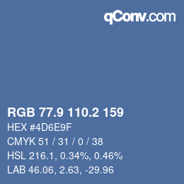 カラーコード: RGB 77.9 110.2 159 | qconv.com