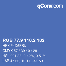 カラーコード: RGB 77.9 110.2 182 | qconv.com
