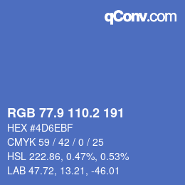 カラーコード: RGB 77.9 110.2 191 | qconv.com