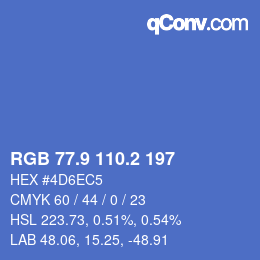 カラーコード: RGB 77.9 110.2 197 | qconv.com