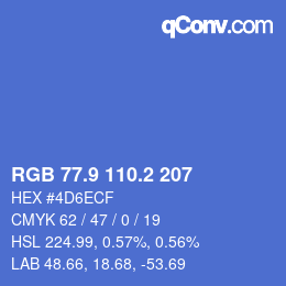 カラーコード: RGB 77.9 110.2 207 | qconv.com