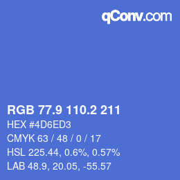 カラーコード: RGB 77.9 110.2 211 | qconv.com