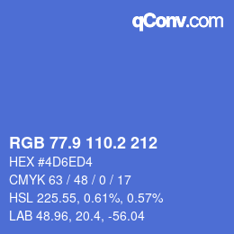 カラーコード: RGB 77.9 110.2 212 | qconv.com
