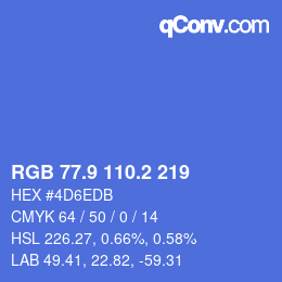 カラーコード: RGB 77.9 110.2 219 | qconv.com