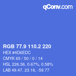 カラーコード: RGB 77.9 110.2 220 | qconv.com