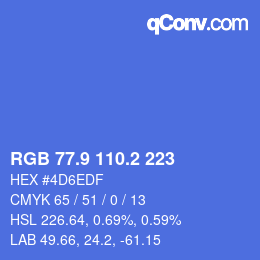 カラーコード: RGB 77.9 110.2 223 | qconv.com