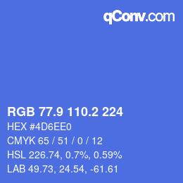 カラーコード: RGB 77.9 110.2 224 | qconv.com