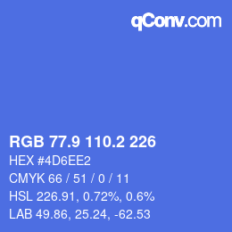 カラーコード: RGB 77.9 110.2 226 | qconv.com