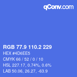 カラーコード: RGB 77.9 110.2 229 | qconv.com