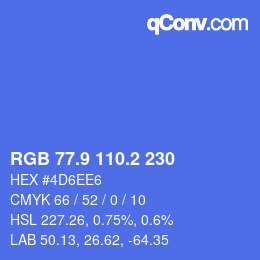 カラーコード: RGB 77.9 110.2 230 | qconv.com