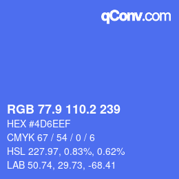 カラーコード: RGB 77.9 110.2 239 | qconv.com