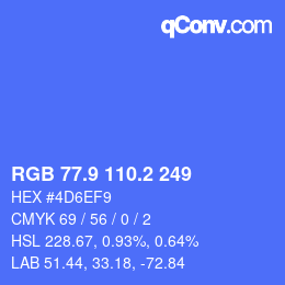 カラーコード: RGB 77.9 110.2 249 | qconv.com