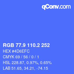 カラーコード: RGB 77.9 110.2 252 | qconv.com