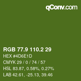 カラーコード: RGB 77.9 110.2 29 | qconv.com