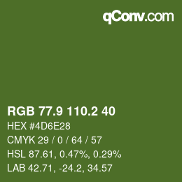 カラーコード: RGB 77.9 110.2 40 | qconv.com