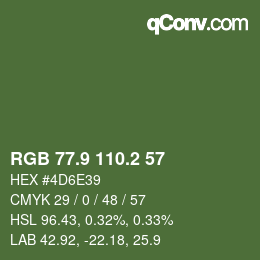 Color code: RGB 77.9 110.2 57 | qconv.com