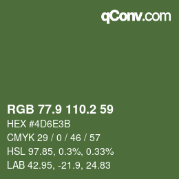 カラーコード: RGB 77.9 110.2 59 | qconv.com