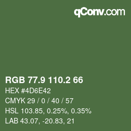 カラーコード: RGB 77.9 110.2 66 | qconv.com