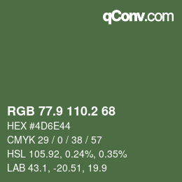 Color code: RGB 77.9 110.2 68 | qconv.com