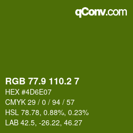 カラーコード: RGB 77.9 110.2 7 | qconv.com