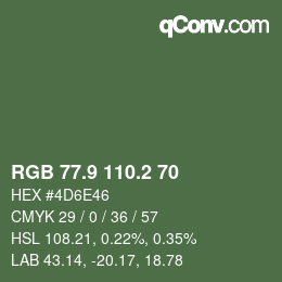 カラーコード: RGB 77.9 110.2 70 | qconv.com