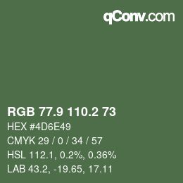 カラーコード: RGB 77.9 110.2 73 | qconv.com