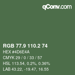 カラーコード: RGB 77.9 110.2 74 | qconv.com