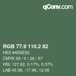 Color code: RGB 77.9 110.2 82 | qconv.com
