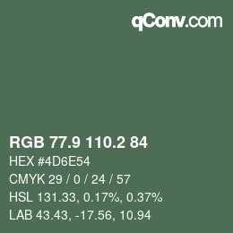 Color code: RGB 77.9 110.2 84 | qconv.com