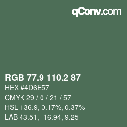 Color code: RGB 77.9 110.2 87 | qconv.com