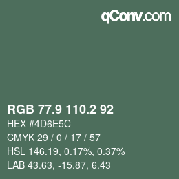 Color code: RGB 77.9 110.2 92 | qconv.com