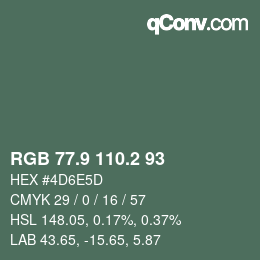 Color code: RGB 77.9 110.2 93 | qconv.com
