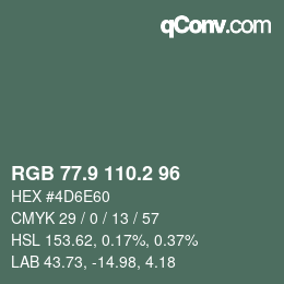 Color code: RGB 77.9 110.2 96 | qconv.com