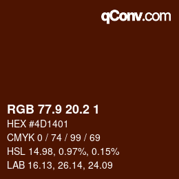 Color code: RGB 77.9 20.2 1 | qconv.com