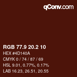 Color code: RGB 77.9 20.2 10 | qconv.com